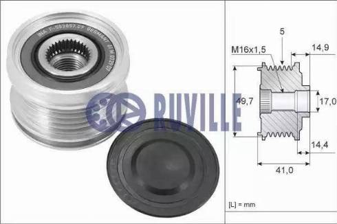Ruville 55169 - Pulley, alternator, freewheel clutch autospares.lv