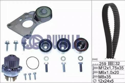 Ruville 56643701 - Water Pump & Timing Belt Set autospares.lv