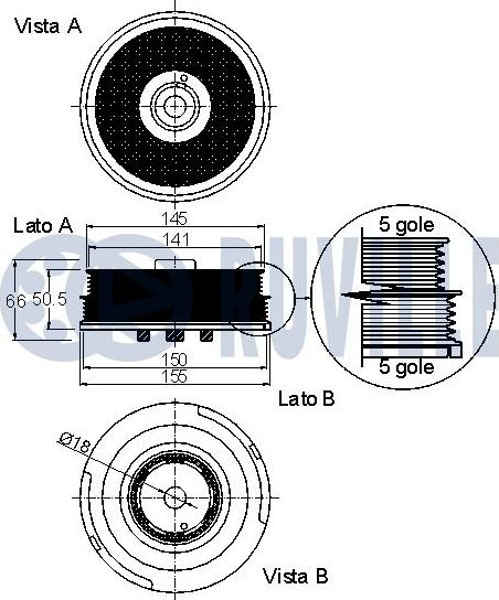 Ruville 520074 - Belt Pulley, crankshaft autospares.lv