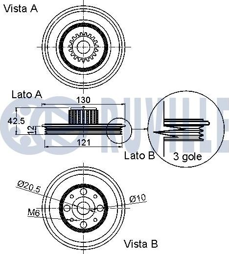 Ruville 520316 - Belt Pulley, crankshaft autospares.lv