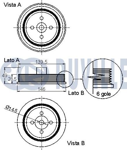 Ruville 520256 - Belt Pulley, crankshaft autospares.lv