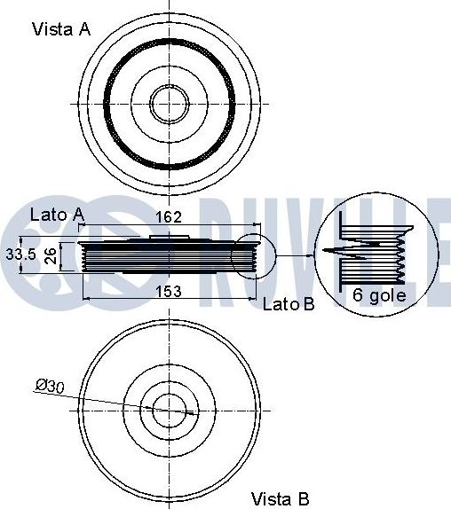 Ruville 520258 - Belt Pulley, crankshaft autospares.lv