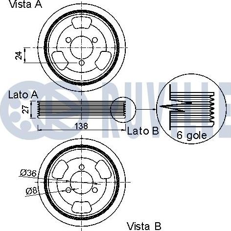 Ruville 520238 - Belt Pulley, crankshaft autospares.lv