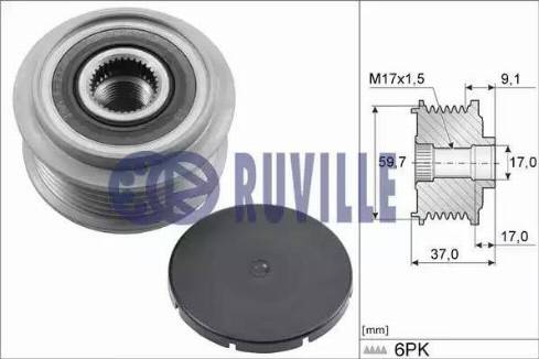 Ruville 57062 - Pulley, alternator, freewheel clutch autospares.lv