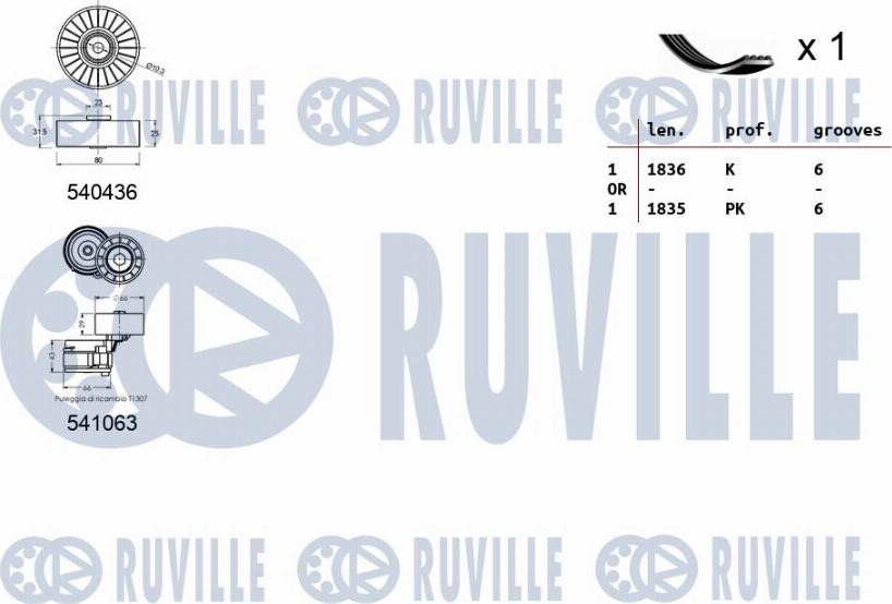 Ruville 570095 - V-Ribbed Belt Set autospares.lv