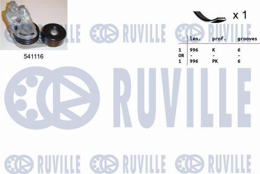 Ruville 570068 - V-Ribbed Belt Set autospares.lv