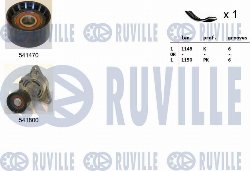 Ruville 570082 - V-Ribbed Belt Set autospares.lv