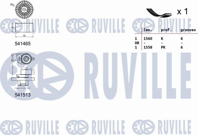 Ruville 570074 - V-Ribbed Belt Set autospares.lv