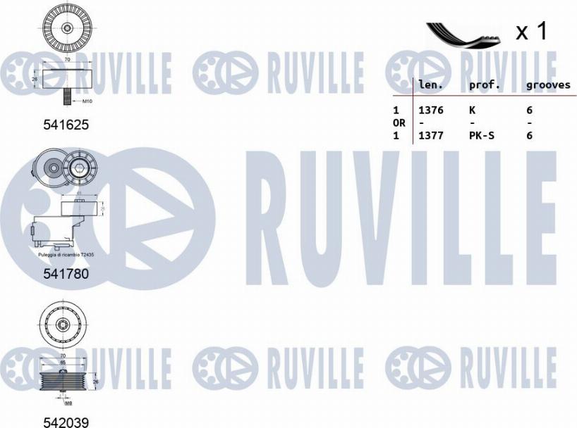 Ruville 570169 - V-Ribbed Belt Set autospares.lv