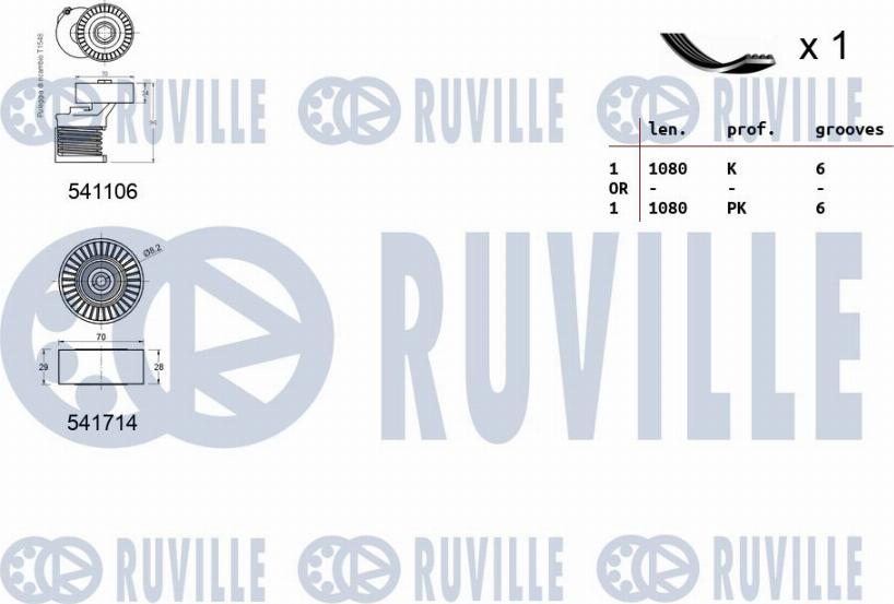 Ruville 570114 - V-Ribbed Belt Set autospares.lv