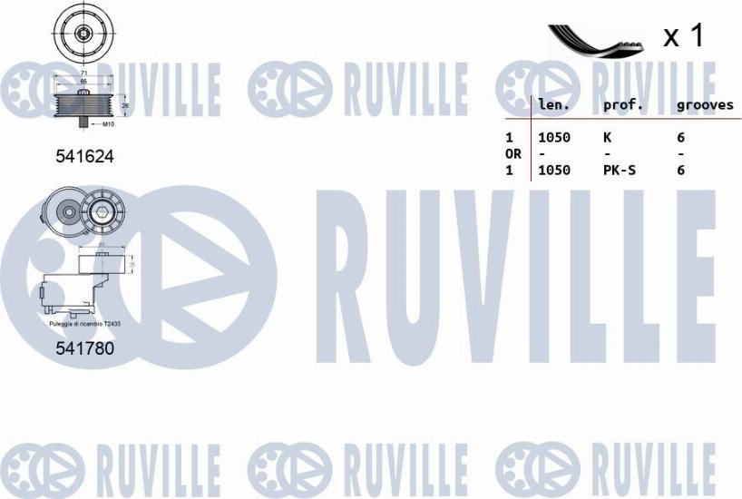 Ruville 570185 - V-Ribbed Belt Set autospares.lv