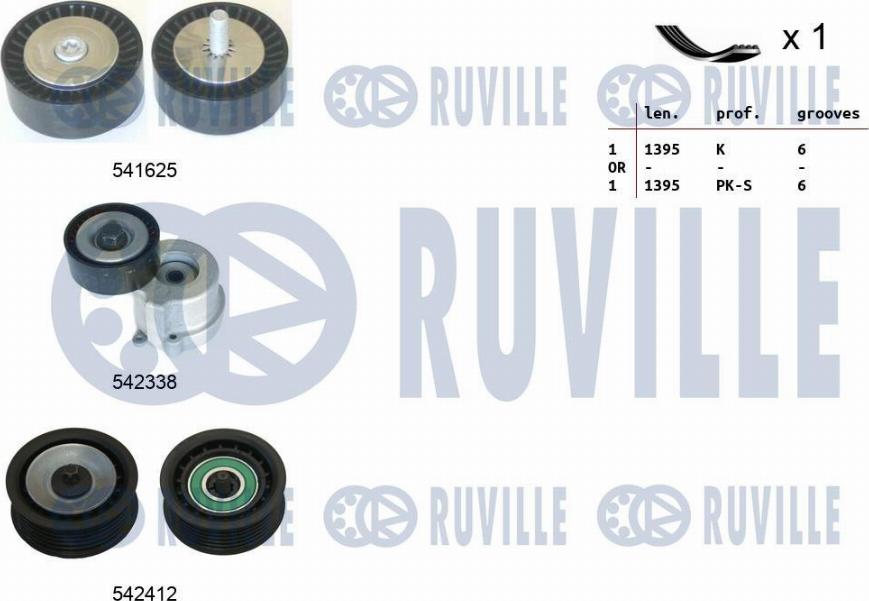 Ruville 570134 - V-Ribbed Belt Set autospares.lv