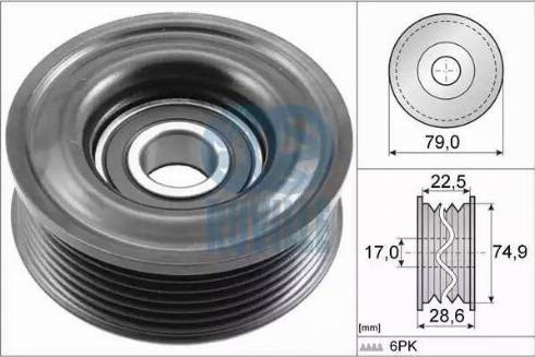 Ruville 57082 - Pulley, v-ribbed belt autospares.lv