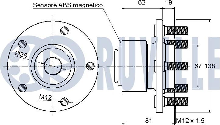 Ruville 221123 - Wheel hub, bearing Kit autospares.lv