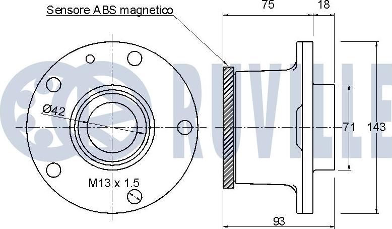 Ruville 221251 - Wheel hub, bearing Kit autospares.lv