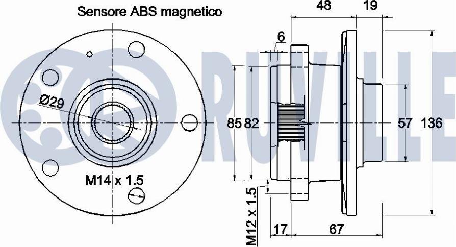 Ruville 221784 - Wheel hub, bearing Kit autospares.lv