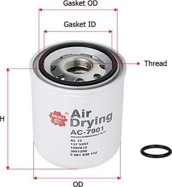 SAKURA Automotive AC-7901 - Air Dryer Cartridge, compressed-air system autospares.lv