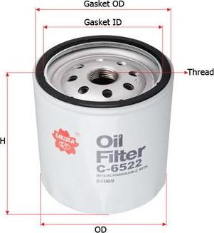 SAKURA Automotive C-6522 - Oil Filter autospares.lv