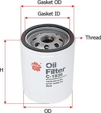 SAKURA Automotive C-1936 - Oil Filter autospares.lv