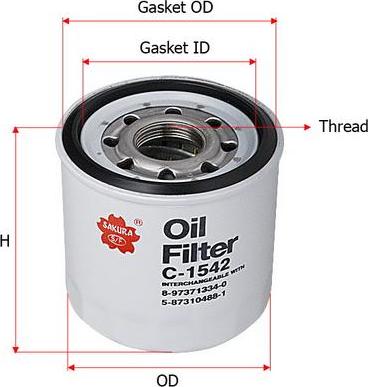 SAKURA Automotive C-1542 - Oil Filter autospares.lv