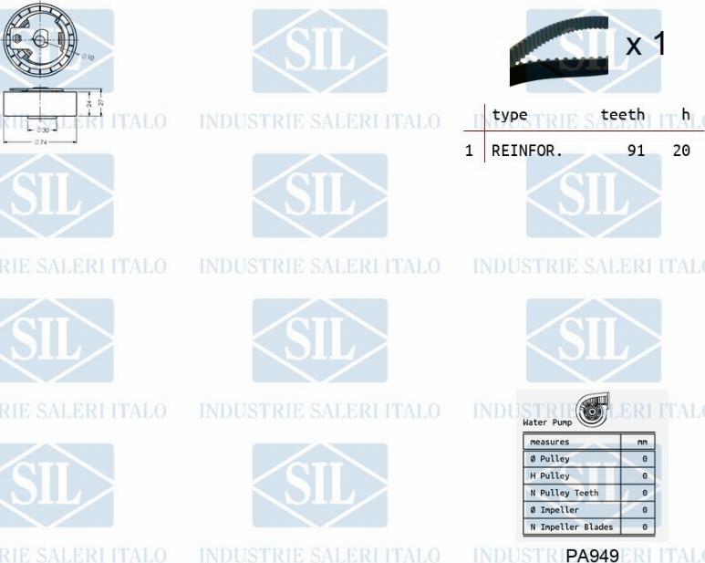 Saleri SIL K1PA949 - Water Pump & Timing Belt Set autospares.lv