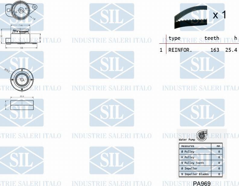 Saleri SIL K1PA969 - Water Pump & Timing Belt Set autospares.lv