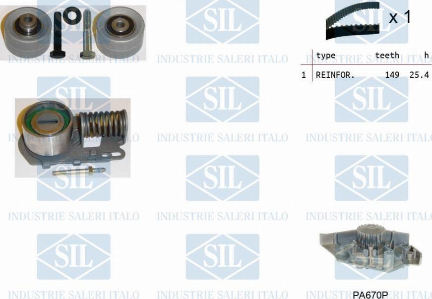 Saleri SIL K1PA670P - Water Pump & Timing Belt Set autospares.lv