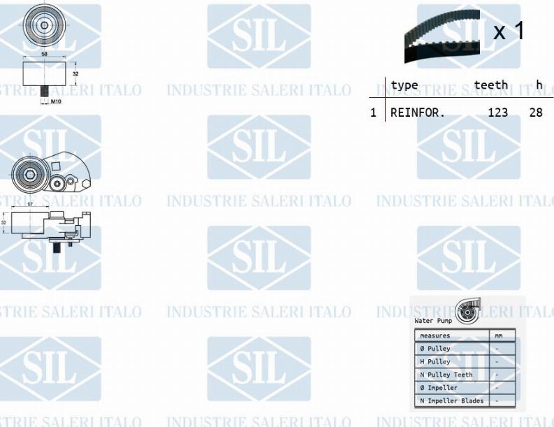 Saleri SIL K1PA1454 - Water Pump & Timing Belt Set autospares.lv