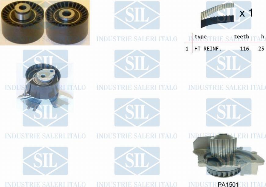 Saleri SIL K1PA1501 - Water Pump & Timing Belt Set autospares.lv