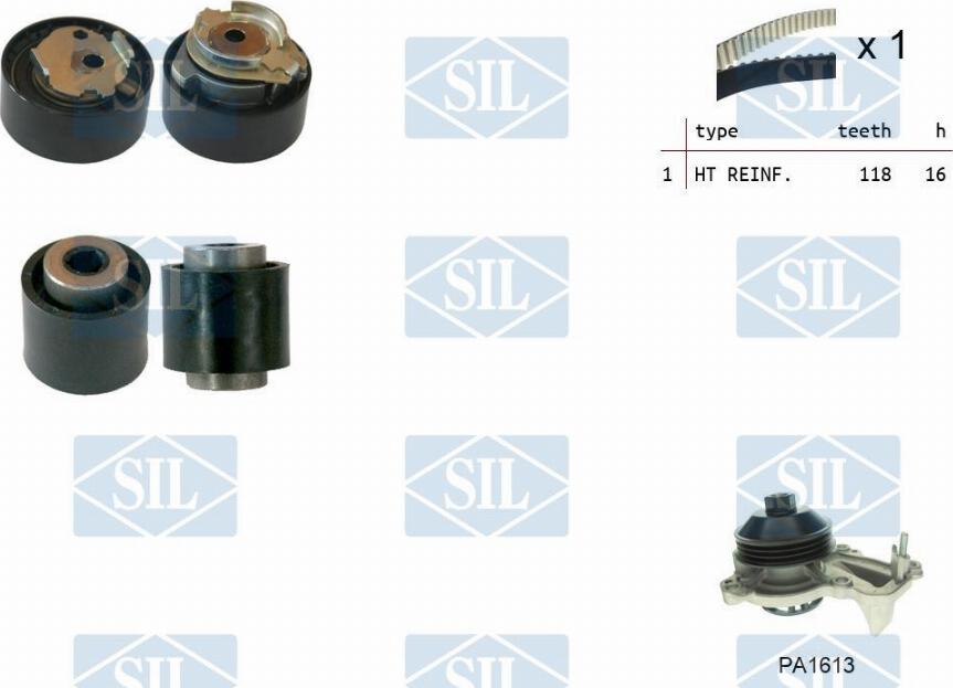 Saleri SIL K1PA1613 - Water Pump & Timing Belt Set autospares.lv