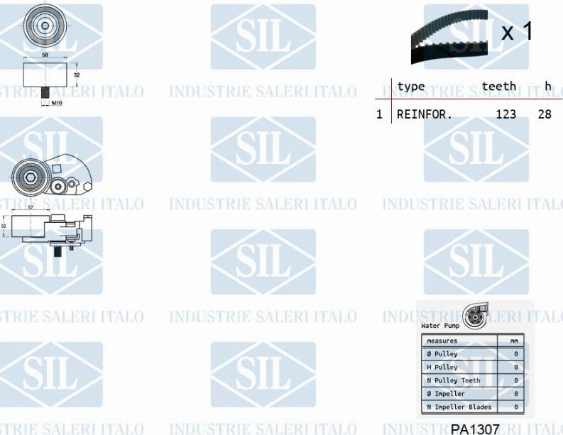 Saleri SIL K1PA1307 - Water Pump & Timing Belt Set autospares.lv