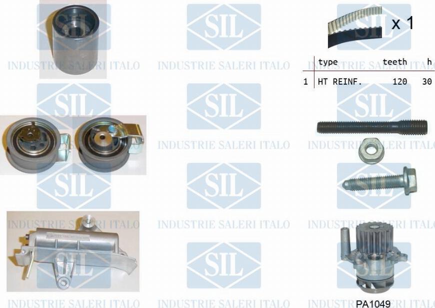 Saleri SIL K3PA1049 - Water Pump & Timing Belt Set autospares.lv