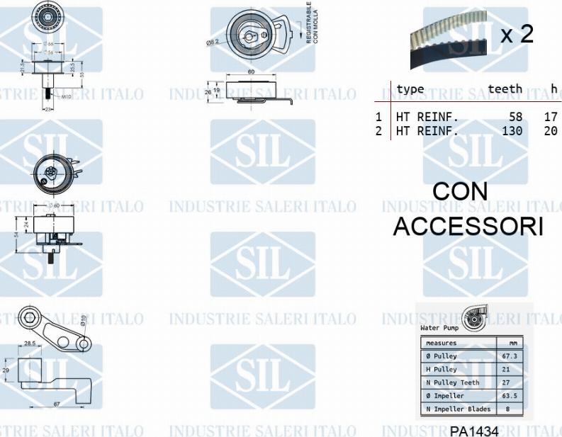 Saleri SIL K2PA945A - Water Pump & Timing Belt Set autospares.lv