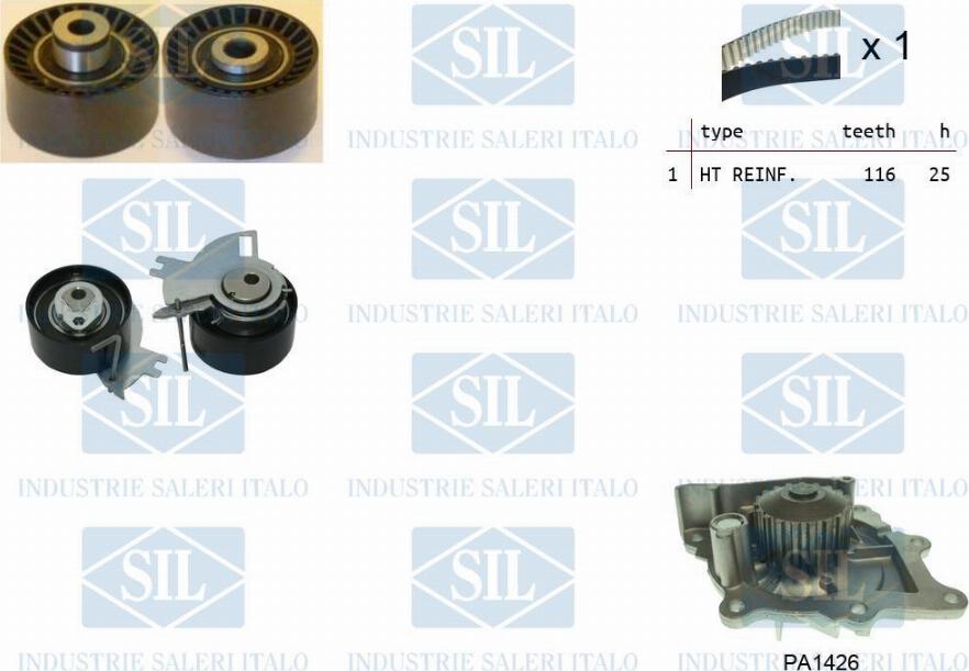 Saleri SIL K2PA1426 - Water Pump & Timing Belt Set autospares.lv