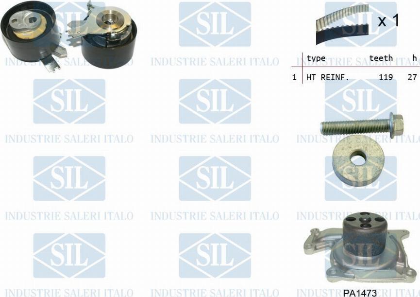 Saleri SIL K2PA1473 - Water Pump & Timing Belt Set autospares.lv