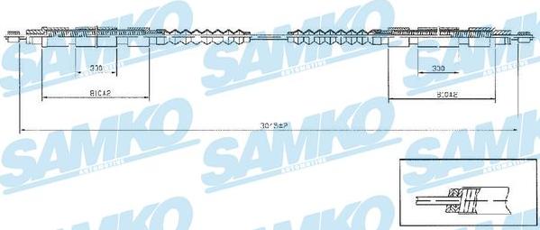 Samko C1256B - Cable, parking brake autospares.lv