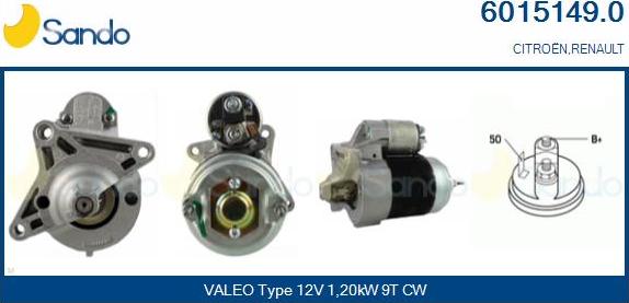 Sando 6015149.0 - Starter autospares.lv