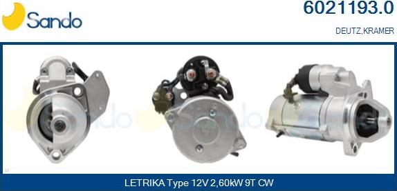 Sando 6021193.0 - Starter autospares.lv