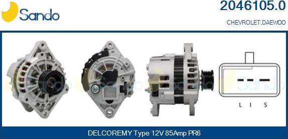 Sando 2046105.0 - Alternator autospares.lv