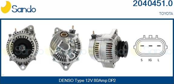 Sando 2040451.0 - Alternator autospares.lv