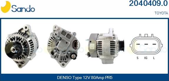 Sando 2040409.0 - Alternator autospares.lv