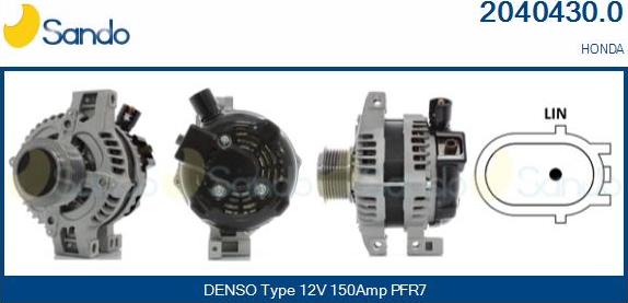 Sando 2040430.0 - Alternator autospares.lv