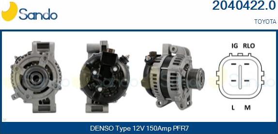 Sando 2040422.0 - Alternator autospares.lv