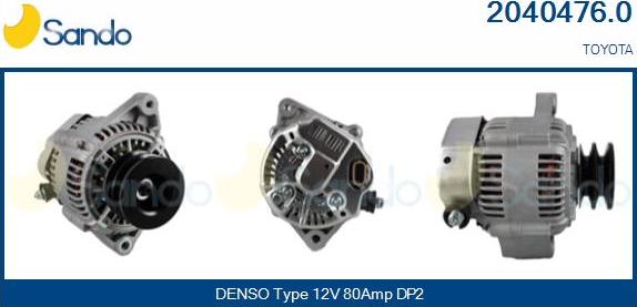 Sando 2040476.0 - Alternator autospares.lv