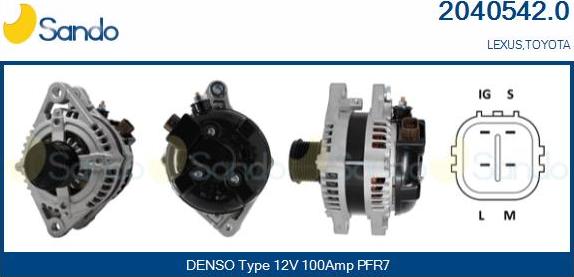 Sando 2040542.0 - Alternator autospares.lv