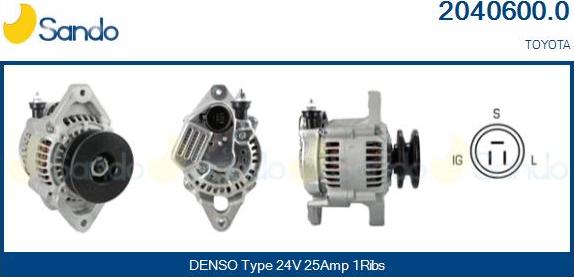 Sando 2040600.0 - Alternator autospares.lv