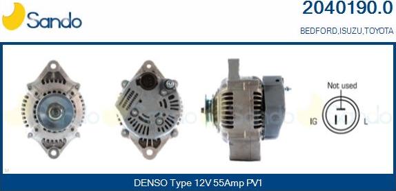 Sando 2040190.0 - Alternator autospares.lv