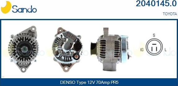 Sando 2040145.0 - Alternator autospares.lv