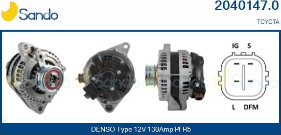 Sando 2040147.0 - Alternator autospares.lv