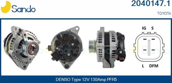 Sando 2040147.1 - Alternator autospares.lv